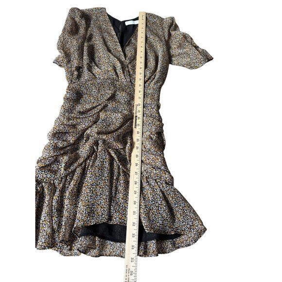 ASTR The Label Mini Dress size Small S Ditsy Floral Ruched Shirred Bottom Black - Picture 6 of 13